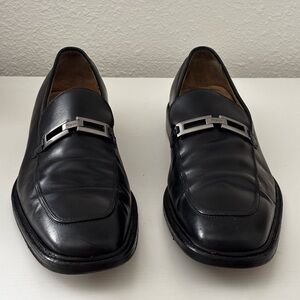 Salvatore Ferragamo Black Men’s Black Leather Slip-On Loafers Size 11.5D